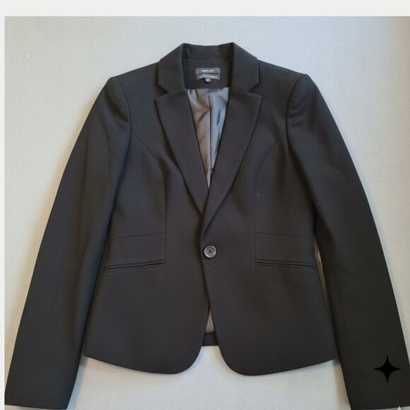 RW&CO Stretch Lining Womens Black Suit Blazer Size 0 One Button Stylish Chic - Picture 7 of 16